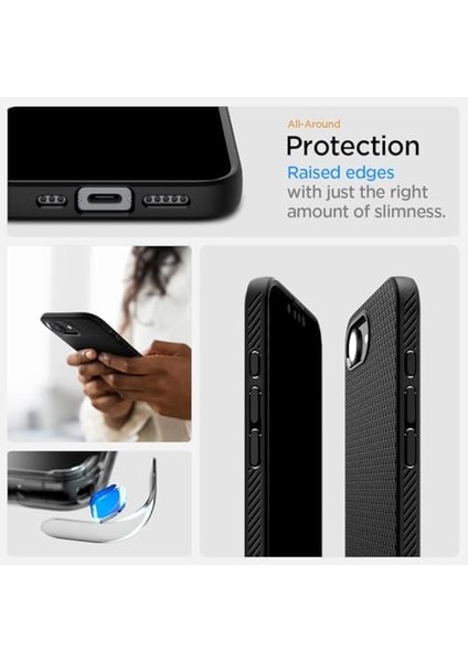 iPhone 16E Magsafe Kılıf Liquid Air Hava Kanalı Teknolojisi™ Askeri Sınıf Koruma Magfit Matte Black Dokulu Yüzey Kapak - ACS09151 modelleri