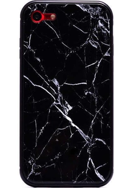 Apple iPhone 7 ile Uyumlu Mermerli Devrim Siyah Cep Telefonu Kılıfı