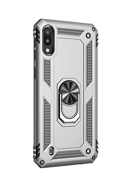 Samsung Galaxy M10 Için Kılıf Military Ring Holder Gümüş [galaxy M10 ile Uyumlu Kılıf - Gümüş] fiyatları