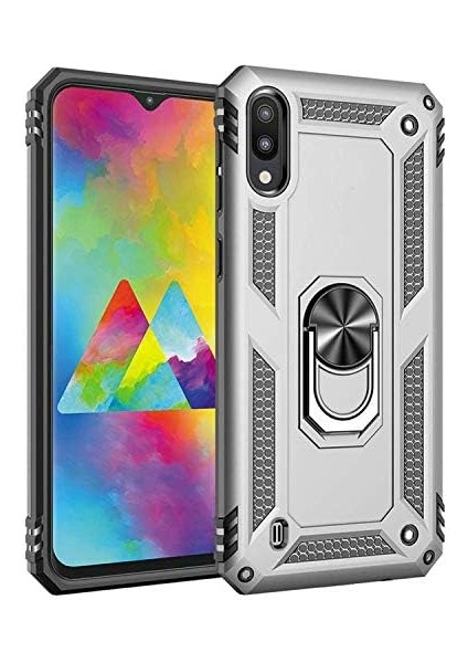 Samsung Galaxy M10 Için Kılıf Military Ring Holder Gümüş [galaxy M10 ile Uyumlu Kılıf - Gümüş] modelleri