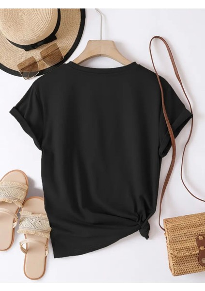 Leopar Kalp Tasarım Baskılı Kadın Pamuk T-Shirt fiyatları