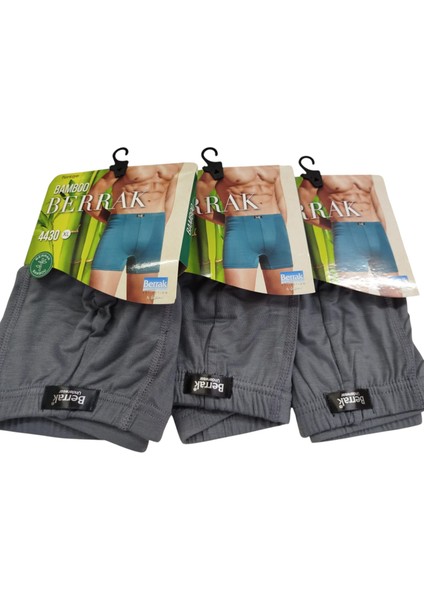 Bamboo Boxer Pamuklu Cotton Modal Elasten 3'lü Ekonomik Paket Gri Ekstra Esnek Yumuşak Slim Fit Babx1-2