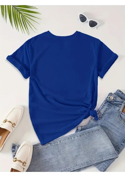 Kelebek & Papatya Baskılı Kadın Pamuk T-Shirt modelleri