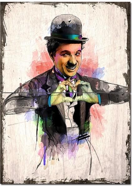 Charlie Chaplin Kalp Model Mdf Tablo 70CMX 100CM