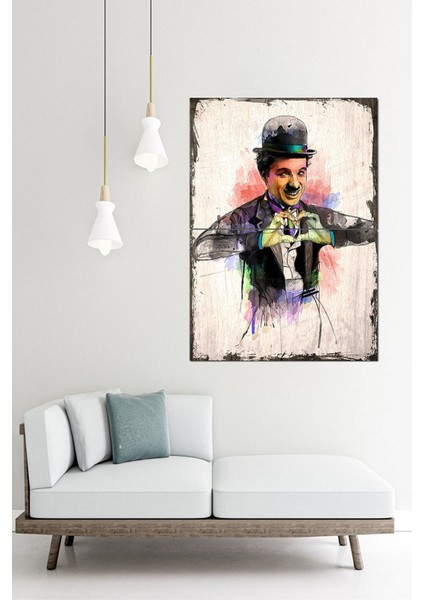 Charlie Chaplin Kalp Model Mdf Tablo 70CMX 100CM fiyatları