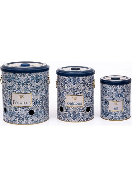 ERB29T6 Patates-Soğan-Sarımsak Saklama Kabı 3 Lü Set, Azulejos fiyatları
