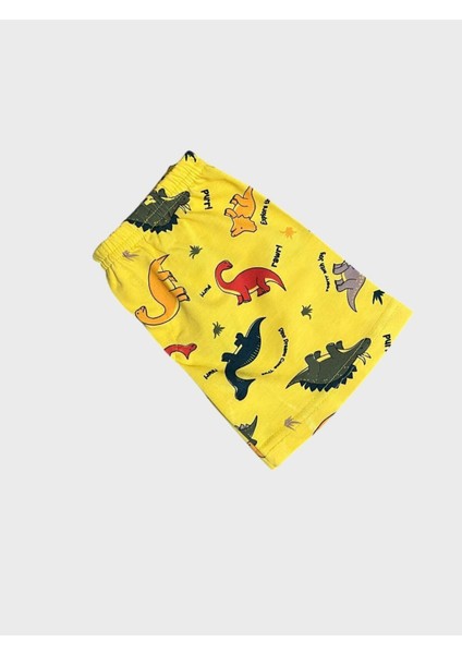 Erkek Çocuk Pamuklu Sarı Dinozor Desenli Atlet Boxer Takımı modelleri