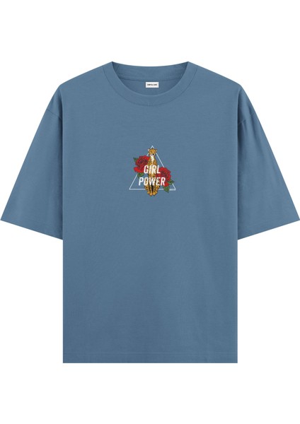 Girl Power - Oversize T-Shirt Antrasit Mavi