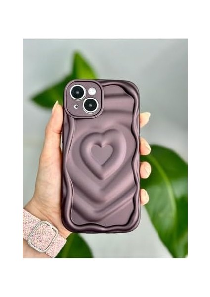 Aksesuar Apple Iphone 13 ve 14 ile Uyumlu 3D Mat Kabartma Kalp Desenli Kamera Korumalı Silikon Kılıf fiyatları