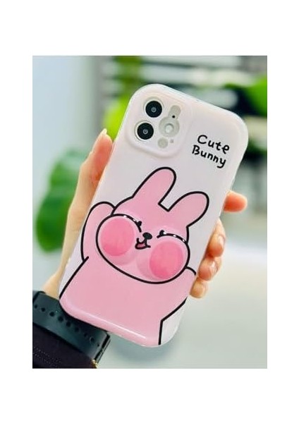Aksesuar Iphone 12 ve 12 Pro ile Uyumlu Yanak Tavşan Tasarım Oyuncaklı Esnek Silikon Kılıf fiyatları