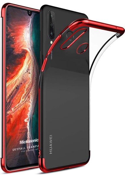 Huawei Y6P Kılıf, Skyfall Transparent Clear, Kırmızı