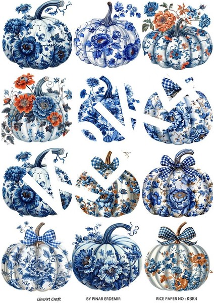 Kabak Serisi Halloween, Kabak, Pumpkin Kbk4 Pirinç Dekopaj 30*42 cm