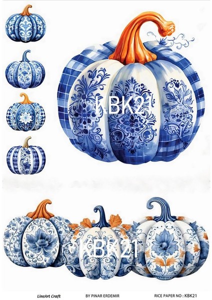 Kabak Serisi Halloween, Kabak, Pumpkin KBK21 Pirinç Dekopaj 30*42 cm