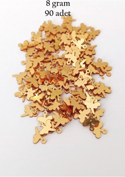 Oya Abiye Bileklik Kolye Pleksi Metalik Plastik Pul Altın Renk 8 Gram 90 Adet - BNC495