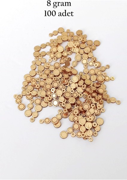 Oya Abiye Bileklik Kolye Pleksi Metalik Plastik Pul Altın Renk 8 Gram 100 Adet - BNC498