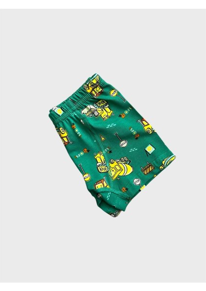 Erkek Çocuk Pamuklu Yeşil Araba Iş Makinesi Desenli Atlet Boxer Takımı modelleri