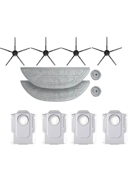 Roborock S8 Maxv Ultra Robot Vakum Temizleyici Aksesuarları Mop Mop Choth Vakum Torbaları Yan Fırça Değiştirilebilir Yedek Parçalar (Yurt Dışından)