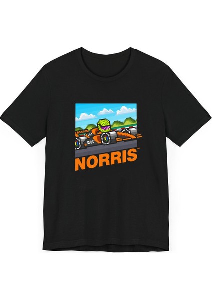Formula 1 Pilot 8 Bit Tasarım Baskılı Siyah T-Shirt