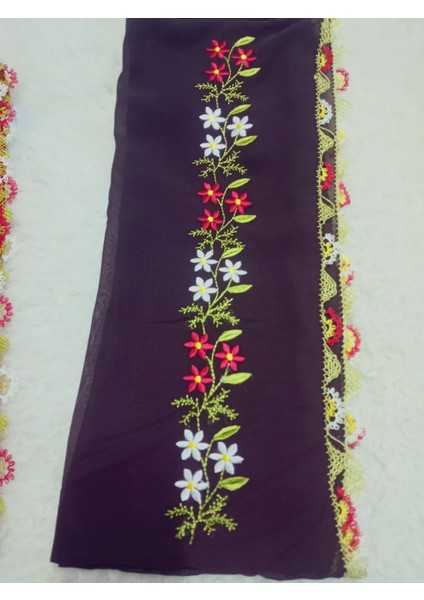 El Emeği Nakış Işlemeli Iğne Oyalı Namaz Örtüsü Çeyizlik Mevlit Başörtüsü Krep Kumaş 145X75 cm modelleri
