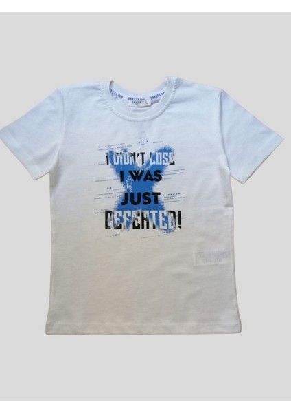 Erkek Çocuk Pamuklu Beyaz Kısa Kollu Tshirt