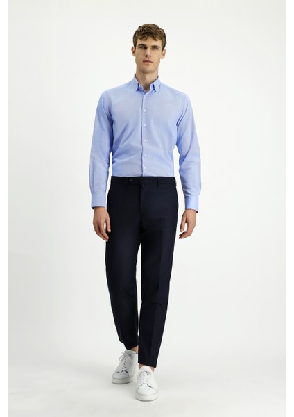 Uzun Kol Regular Fit Desenli Pamuk Düğmeli Yaka Oxford Gömlek fiyatları