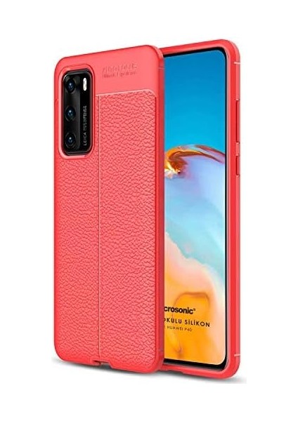 Huawei P40 Için Kılıf Deri Dokulu Silikon Kırmızı [P40 ile Uyumlu Kılıf - Kırmızı] fiyatları
