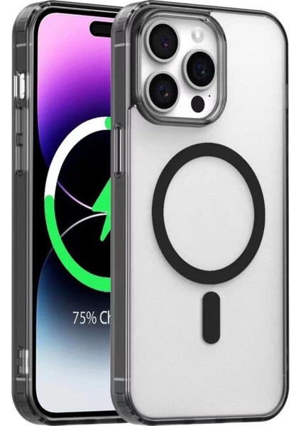 iPhone 15 Plus Kılıf Magsafe Uyumlu Mıknatıslı Ince Koruyucu Telefon Kılıfı - Dayanıklı Manyetik Kapak Siyah