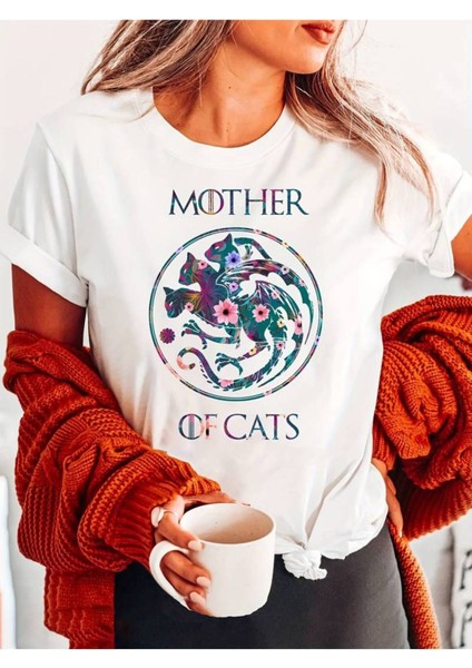 Mother Of Cats Tasarım Baskılı Kadın T- Shirt