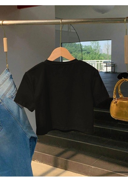 Üçlü Kalp Baskılı Kadın Oversize Crop T-Shirt fiyatları