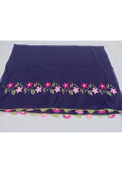 El Emeği Nakış Işlemeli Iğne Oyalı Namaz Örtüsü Çeyizlik Mevlit Başörtüsü Krep Kumaş 145X75 cm