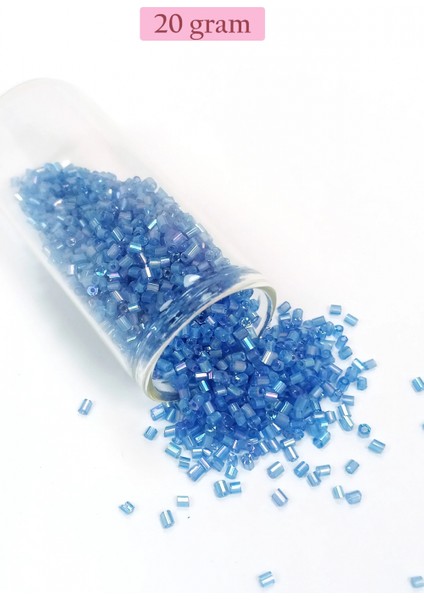 Kesme Cam Boncuk 2mm - 20 Gram - Şeffaf Mavi -BNC326