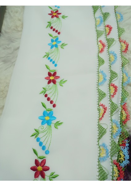 El Emeği Nakış Işlemeli Iğne Oyalı Namaz Örtüsü Çeyizlik Mevlit Başörtüsü Krep Kumaş 145X75 cm fiyatları
