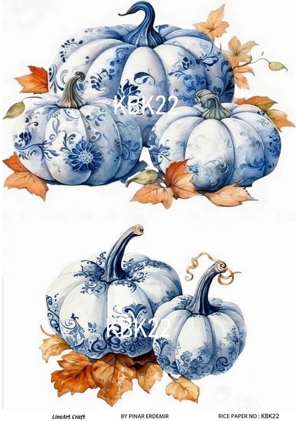 Kabak Serisi Halloween, Kabak, Pumpkin KBK22 Pirinç Dekopaj 30*42 cm