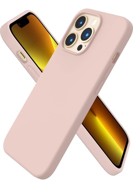 iPhone 13 Pro Kılıf 6.1" Içi Kadife Lansman Silikon Kılıf Şok Emici Full Kasa Koruma Sağlayan Kılıf (Pudra)