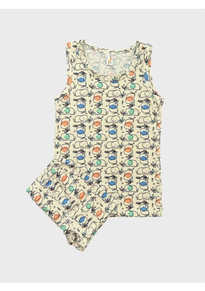 Erkek Çocuk Pamuklu Krem Rengi Fil Desenli Atlet Boxer Takımı fiyatları