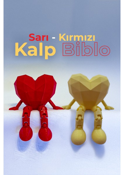 Sarı Kırmızı - Kalp Biblo