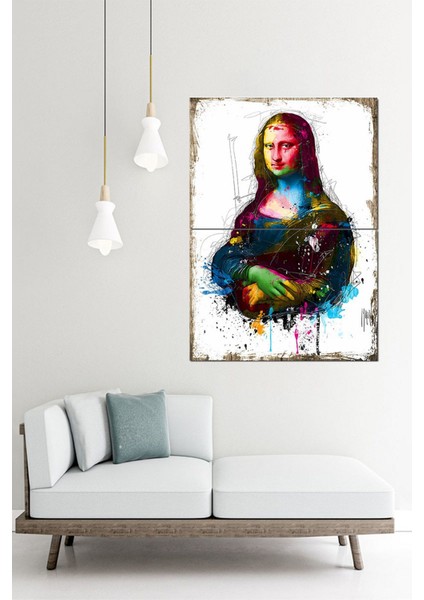 Renkli Mona Lisa Desenli Mdf Tablo 70CMX 100CM fiyatları