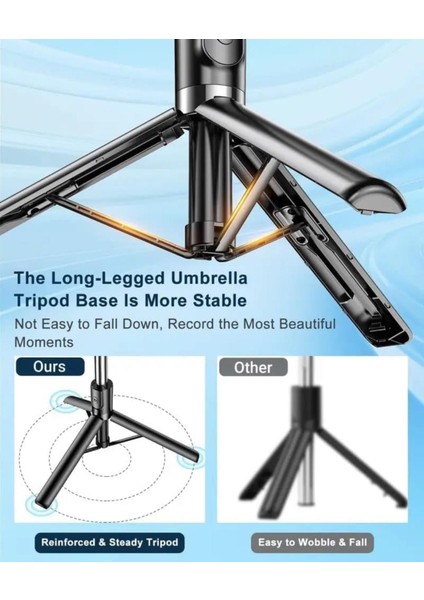 iPhone 13 Pro Uyumlu R1S-L Mini LED Fill Light Tripod Selfie Stick 3 In 1 indirimleri