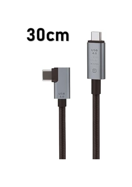 40GBPS 240W 4.0 Thunderbolt L Shape Type-C To Type-C Şarj, Data ve 8k 60Hz Data Transfer Kablosu Tip C 30 cm - PD240W modelleri