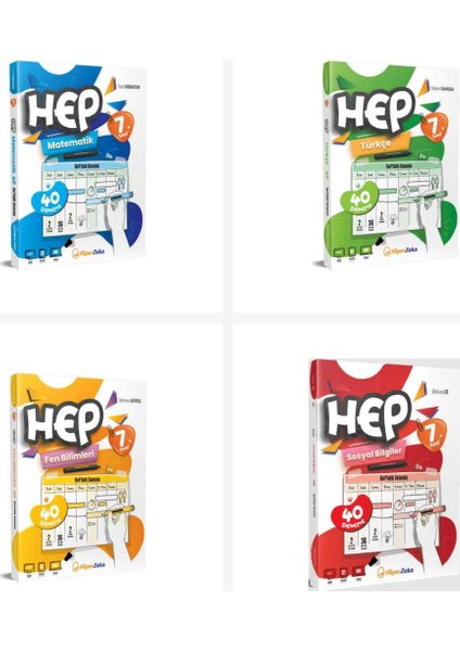 Hiper Zeka 7. Sınıf Hep Serisi Tüm Dersler Haftalık Deneme Föyler