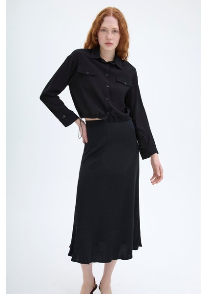 Lastik Detaylı Kadın Gömlek GML00021 Siyah