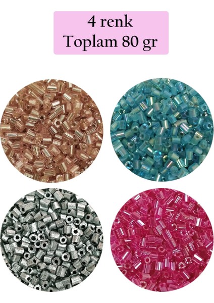 Kesme Cam Boncuk 2mm - 4 Renk - Toplam 80 Gram - BNC442