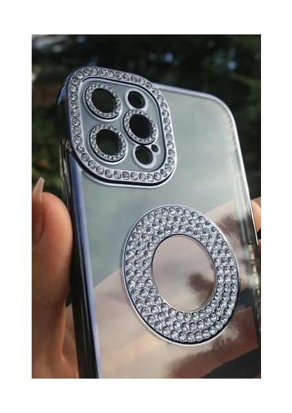 13 Pro Max Ile Uyumlu Taşlı Parlak Logo Açık Kadın Kılıf Kapak (Siyah) fiyatları