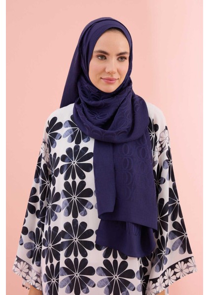 Bambunoor Lacivert Naia Pamuk Şal 70X210