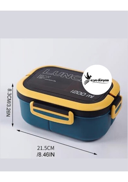 2 Katlı Taşınabilir Yemek Kabı – Lunch Box, Diyet ve Sağlıklı Beslenme Kutusu, Sızdırmaz Saklama Kabı (Lacivert )