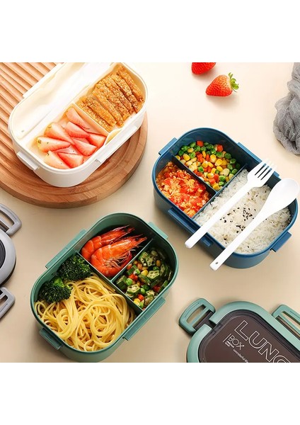 2 Katlı Taşınabilir Yemek Kabı – Lunch Box, Diyet ve Sağlıklı Beslenme Kutusu, Sızdırmaz Saklama Kabı (Lacivert ) modelleri