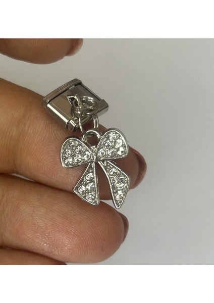 Badelis Çelik Silver Renk Kurdele Figürlü Charm