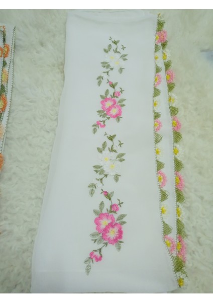 El Emeği Nakış Işlemeli Iğne Oyalı Namaz Örtüsü Çeyizlik Mevlit Başörtüsü Krep Kumaş 145X75 cm modelleri