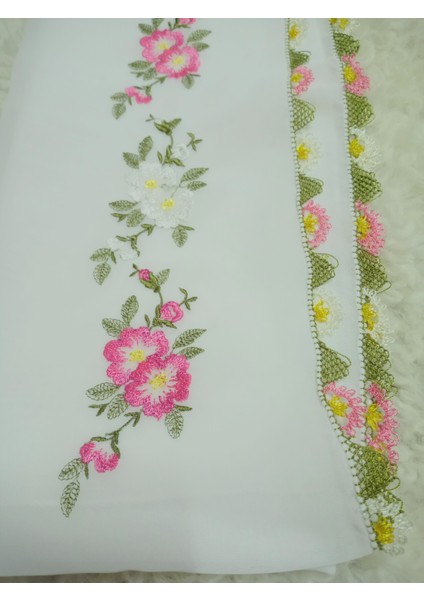 El Emeği Nakış Işlemeli Iğne Oyalı Namaz Örtüsü Çeyizlik Mevlit Başörtüsü Krep Kumaş 145X75 cm fırsatları