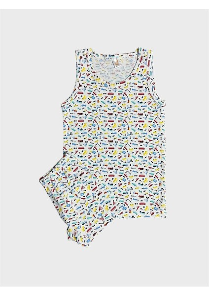 Erkek Çocuk %100 Pamuklu Beyaz Minik Arabalar Desenli Atlet Boxer Takımı fiyatları